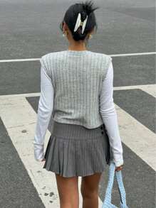 SHEIN Essnce Women's Wide Strap Casual Fluffy Ribbed Crop Camisole Tank Top, Women's Clothing - Apricot - View 2