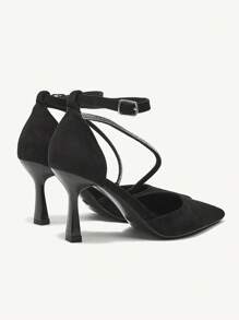 CUCCOO CHICEST Women Pointed Toe Rhinestone Decor Fashion High Heel Pumps Valentine's Day - Black - View 5