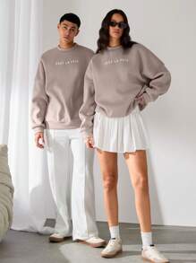 Manfinity INSISELF Knit Oversized Drop Shoulder Crew Neck Pullover Sweatshirt, Autumn/Winter Going Out Letter Long Sleeve Sweatshirt, For Friends, Husband, Boyfriend Gifts