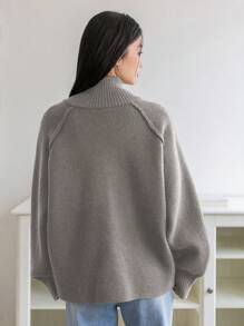 Dazy-Less 宽松针织拼色纽扣开衫，适合女士老式风格，秋季服装商务休闲女士工作服夹克