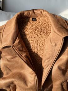 Comfortcana Women's New Autumn/Winter Deer Suede Fur Lining Jacket - Brown - View 9