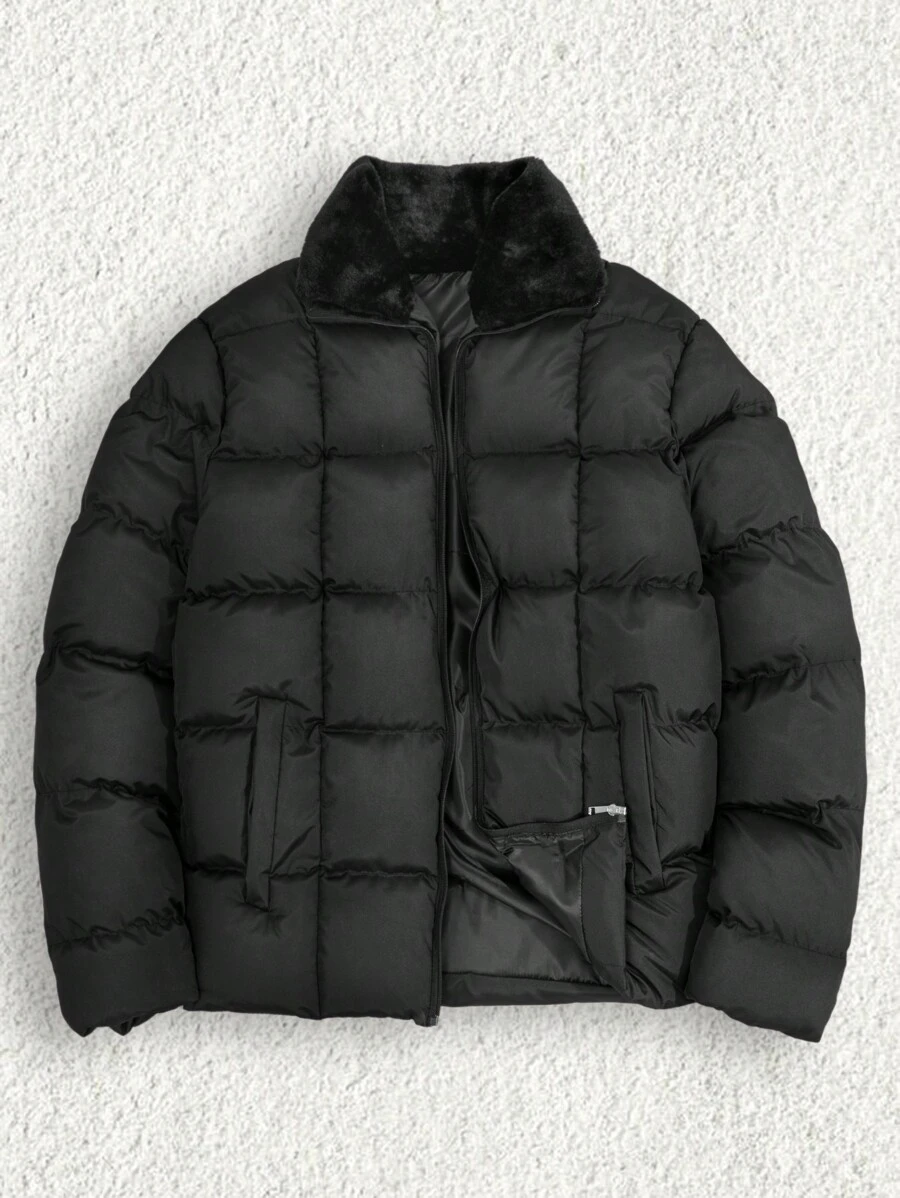 RueChic Men Basics FW Special Stitch Normal Long Regular Padded Coat - Black - View 1