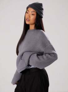 MUSERA Round Neck Flare Sleeve Mohair Knit Jumper