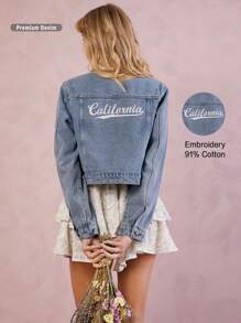 WESTFADE Premium Denim California 91% Cotton Embroidered Jacket - Light Wash - View 8