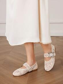 CUCCOO HITCHD Women Round Toe Comfortable Lace Flat Shoes, White - White - View 8