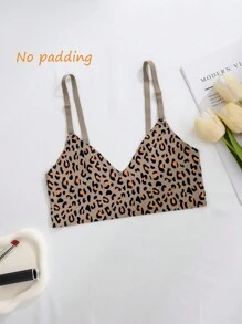 Bare Chapter Women's Leopard Print Wireless Bra, Cheetah Print Top