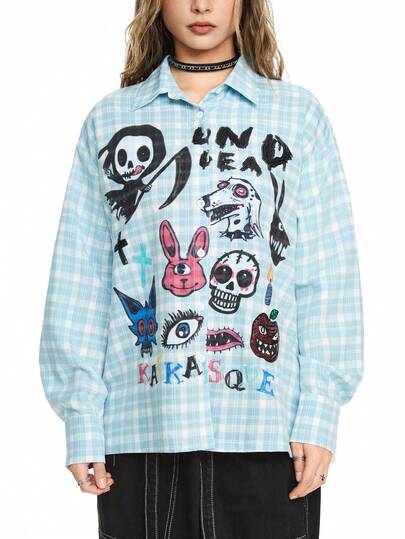 Street Life Chemise oversize pour femmes avec imprimé graffiti