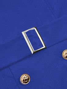 SHEIN Clasi 大码女式纯色长袖双排扣长款优雅风衣，秋季