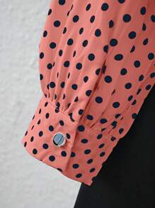 Chiquease 女士圆点长袖简约时尚休闲衬衫 - 粉色 - 查看 5
