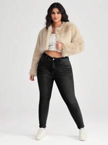 SHEIN ICON Plus Size Blue Stretchy Skinny Casual Jeans