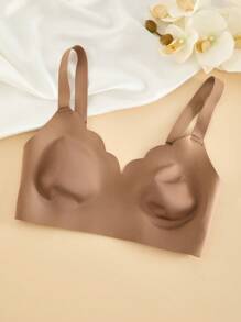 1 件装 无缝简约波浪边纯色无钢圈聚拢全罩杯女士文胸