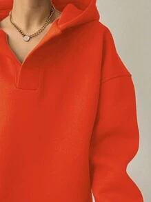INAWLY Women's Solid Color Loose Casual Hooded Long Sleeve Sweatshirt Pullover Fall - Orange - View 3
