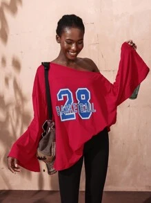 VARSITIE Jersey Round Neck And Off-Shoulder Digital Print Women T-Shirts