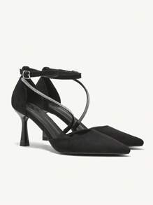 CUCCOO CHICEST Women Pointed Toe Rhinestone Decor Fashion High Heel Pumps Valentine's Day - Black - View 1