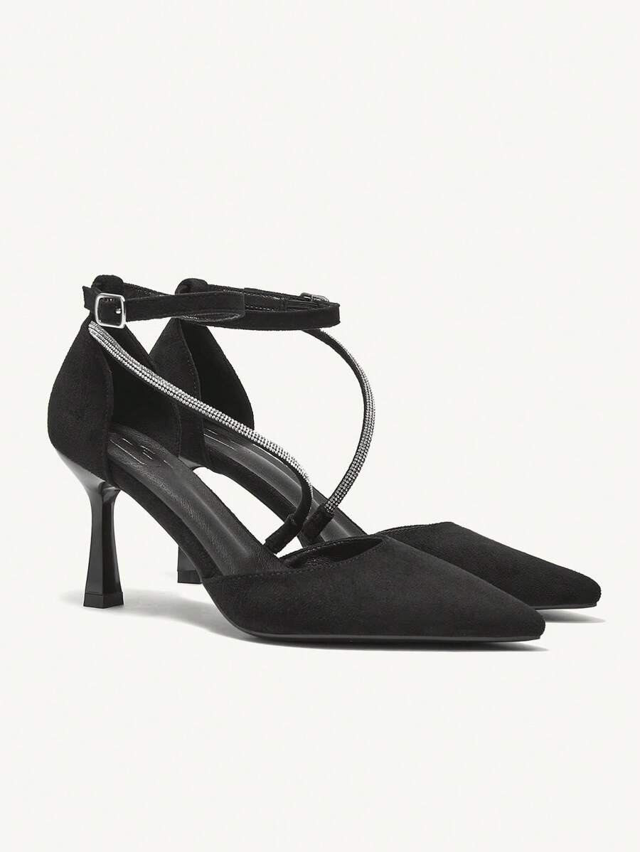 CUCCOO CHICEST Women Pointed Toe Rhinestone Decor Fashion High Heel Pumps Valentine's Day - Black - View 1