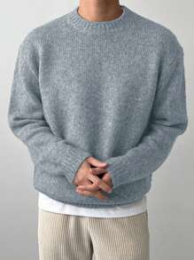 DAZY Men's Solid Color Sweater, Casual And Fashionable For Daily Wear In Autumn - Blue - View 6