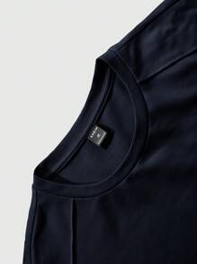 Manfinity Homme Conjunto de sudadera de cuello redondo de manga larga y pantalones deportivos de unicolor para hombre, para el otoño - azul real - Ver 5