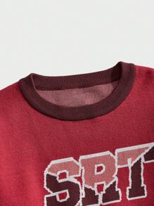 Manfinity VCAY Suéter casual de hombre con cuello redondo, mangas largas, detalles gráficos de letra y parches de unicolor
