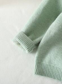 SHEIN Vintaside Kids Baby Boy Knit Sweater,Fashionable Crew Neck Thermal Lined Pullover,Soft Modest Warm Base Layer For Autumn Back-To-School,Gentleman Style,Sage Green - Green - View 5