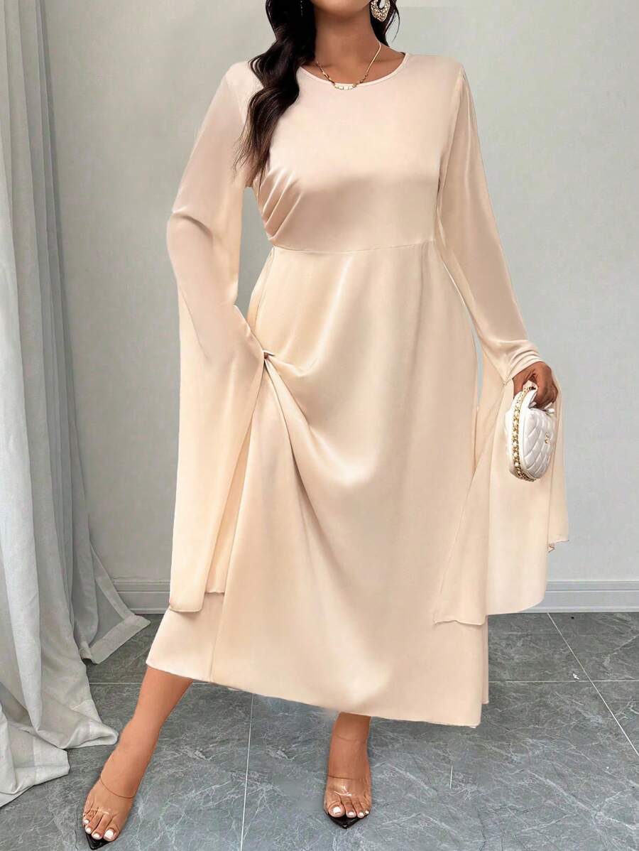 SHEIN Clasi Robe longue élégante de couleur champagne pour femmes, pour l'automne