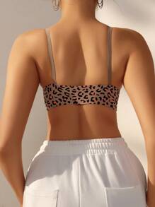 Bare Chapter Women's Leopard Print Wireless Bra, Cheetah Print Top