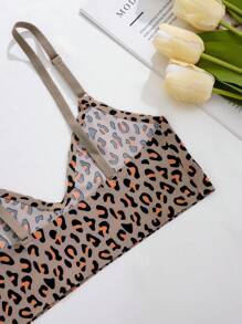 Bare Chapter Women's Leopard Print Wireless Bra, Cheetah Print Top