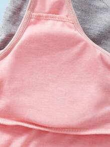 3 pièces/Set Ensemble de lingerie minimaliste décontracté avec bretelles larges de couleur unie pour adolescentes