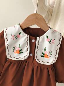 Vestido azul ligero, sencillo y lindo de uso diario para bebé niña, primavera otoño - Café integral - Ver 3
