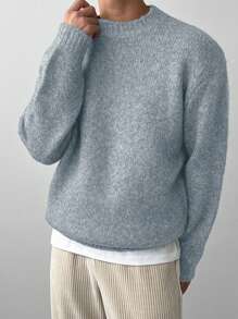 DAZY Men's Solid Color Sweater, Casual And Fashionable For Daily Wear In Autumn - Blue - View 2