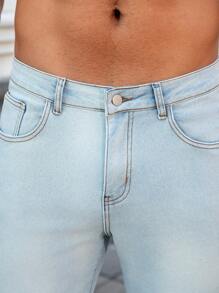 Manfinity Homme Jeans casuales de pierna recta y ajuste relajado para hombres con bolsillos