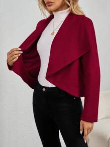SHEIN Clasi 女士简约纯色休闲日常服装 - 酒紅色 - 查看 6