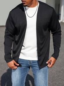 Manfinity Homme Plus Size Men's Solid Color Long Sleeve Simple Design Casual Shirt