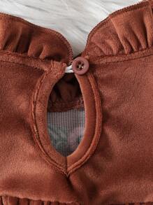 Váy mùa đông dày thêu hoa nhung cổ điển phong cách Trung Hoa cho bé gái, bé gái - màu nâu - Xem 6