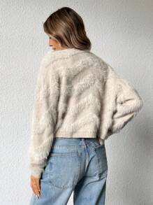 Aveloria Affinna 法式奢华宽松蓬松 V 领开衫毛衣超大毛衣