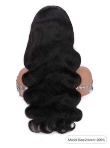 13X4 波浪蕾丝前假发 人发透明 200% 密度雷米假发 人发预拔蕾丝前假发 女士人发 100% 未加工巴西处女发 带婴儿发，自然发际线角质层对齐 自然黑色 - SPure Natural - 查看 3