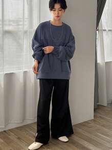 FRIFUL Women's Round Neck Contrast Color Loose Oversized Pullover Sweatshirt, Autumn & Winter