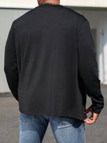 Manfinity Homme Plus Size Men's Solid Color Long Sleeve Simple Design Casual Shirt