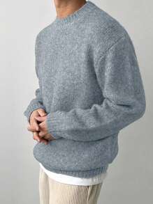 DAZY Men's Solid Color Sweater, Casual And Fashionable For Daily Wear In Autumn - Blue - View 7