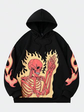 Street Life Herren schweres Kapuzensweatshirt mit Muster, Streetwear