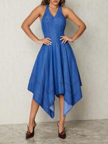 SHEIN SXY Robe en jean à ourlet asymétrique pour femme