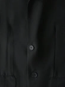 Manfinity VCAY 2pcs Slim Fit Men's Woven Casual Suit Set, Suitable For Office - Black - View 5