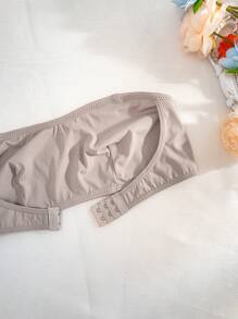 Solid Color Tube Top Seamless Comfortable Front Buckle Bra Strapless Bra - Apricot - View 7