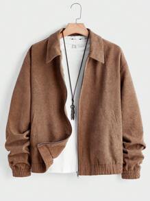 Manfinity VCAY 2pcs Men's Woven Collar Button-Up Long Sleeve Casual Jacket & Pants Set - Brown - View 4