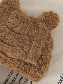 SHEIN Vintaside Kids 3-Piece Set For Baby Boys And Girls: Plush Teddy Bear Pattern Sweatshirt, Plush Sweatpants, And Plush Ear Hat, A Cute And Comfortable Set Suitable For Autumn/Winter Season, Great For Outdoor Trips Or Daily Indoor Wear