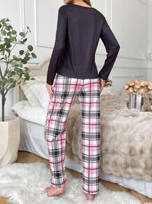 Bộ đồ ngủ dài tay họa tiết gấu trúc và nơ cho quý cô trẻ trung - Nhiều màu - Xem 2