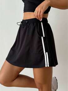 Easithlete 2 合 1 女式运动裙带抽绳，休闲高腰透气网球裙，适合跑步、瑜伽、健身