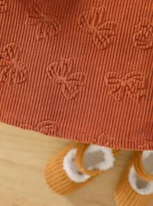 2 件套女婴休闲高领长袖 T 恤和 V 领蝴蝶结 A 字裙，适合庆祝活动、家庭聚会、户外玩耍和学校，春季/秋季 - 彩色 - 查看 5