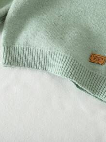 SHEIN Vintaside Kids Baby Boy Knit Sweater,Fashionable Crew Neck Thermal Lined Pullover,Soft Modest Warm Base Layer For Autumn Back-To-School,Gentleman Style,Sage Green - Green - View 8