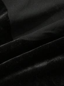 Dazy Plus 大码撞色网纱天鹅绒高领修身T恤，春夏秋季外出上衣女装 - 黑色 - 查看 7