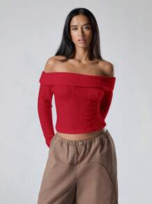 LYSMO 女士露肩毛衣款式舒适 T 恤，简约时尚，适合日常休闲穿着